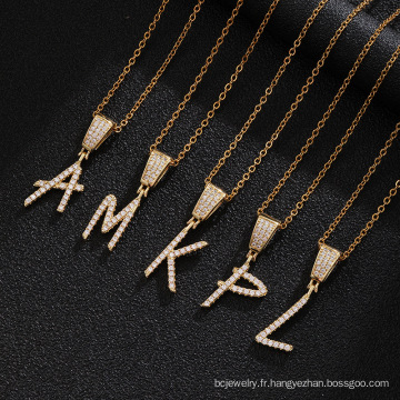 Shangjie OEM Kalung Hip Hop Collier bon marché personnalisé Zircon India Letter Pendant Collier Gold plaqué Initial Collier